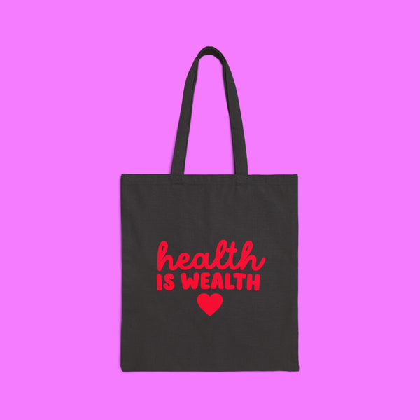 Health is Wealth” Cotton Canvas Tote Bag