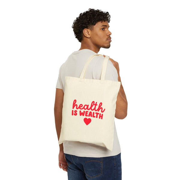 Health is Wealth” Cotton Canvas Tote Bag