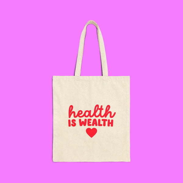 Health is Wealth” Cotton Canvas Tote Bag